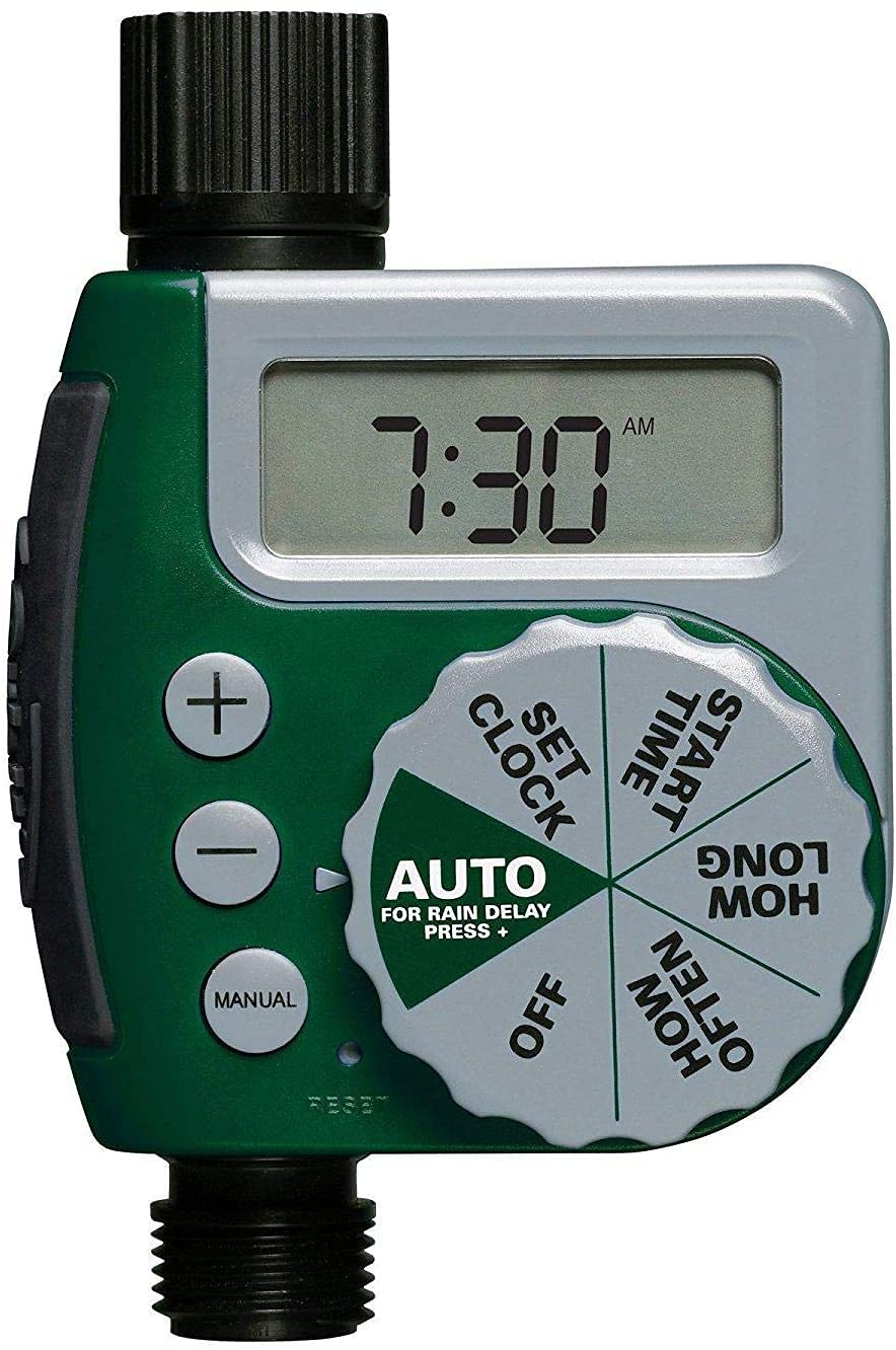 BEONE Automatic Watering Timer, Large Screen Timing Watering Device Outdoor Garden Sprinkler Controller Intelligent (Green/Grey)