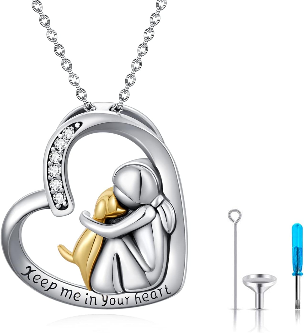 JUSTKIDSTOY Dog/Cat/Hummingbird Urn Necklace for Ashes S925 Sterling Silver Heart Cremation Jewelry Keepsake Memorial for Women