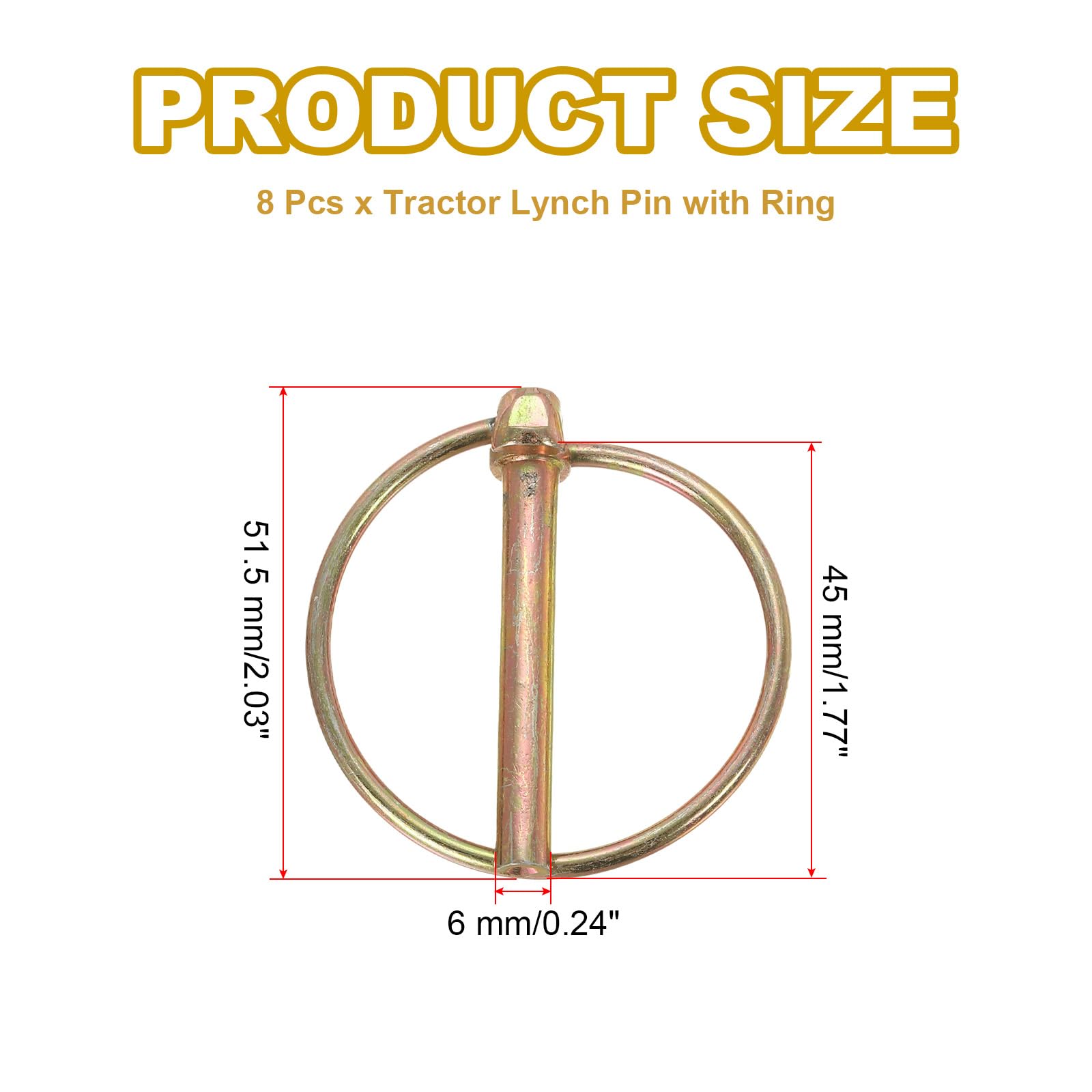 PATIKIL M6x45 mm Tractor Lynch Pin with Ring - Image 2
