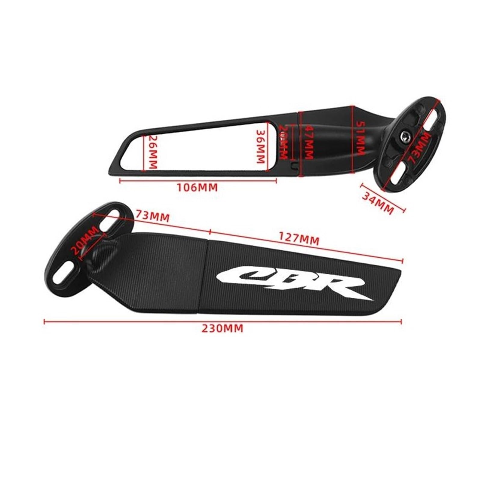 UNNIQ per CBR600RR CBR1000RR CBR250RR CBR 600 954 1000 RR CBR 650R 500R Moto CNC Specchietto Retrovisore Ad Ala Fissa(005)