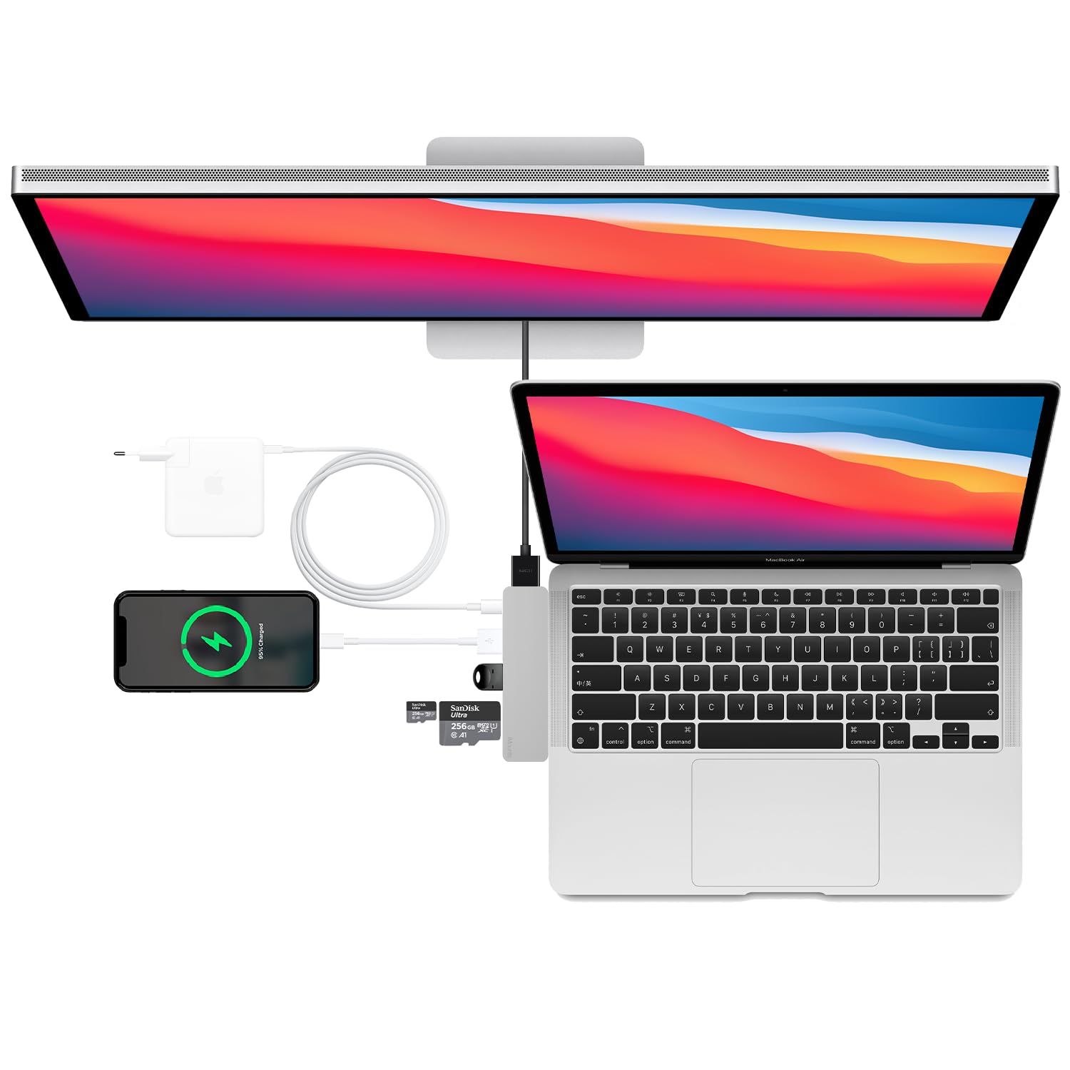 Koncentrator USB-C pasuje do Macbook Air/Pro (2016-2022) (Silver)