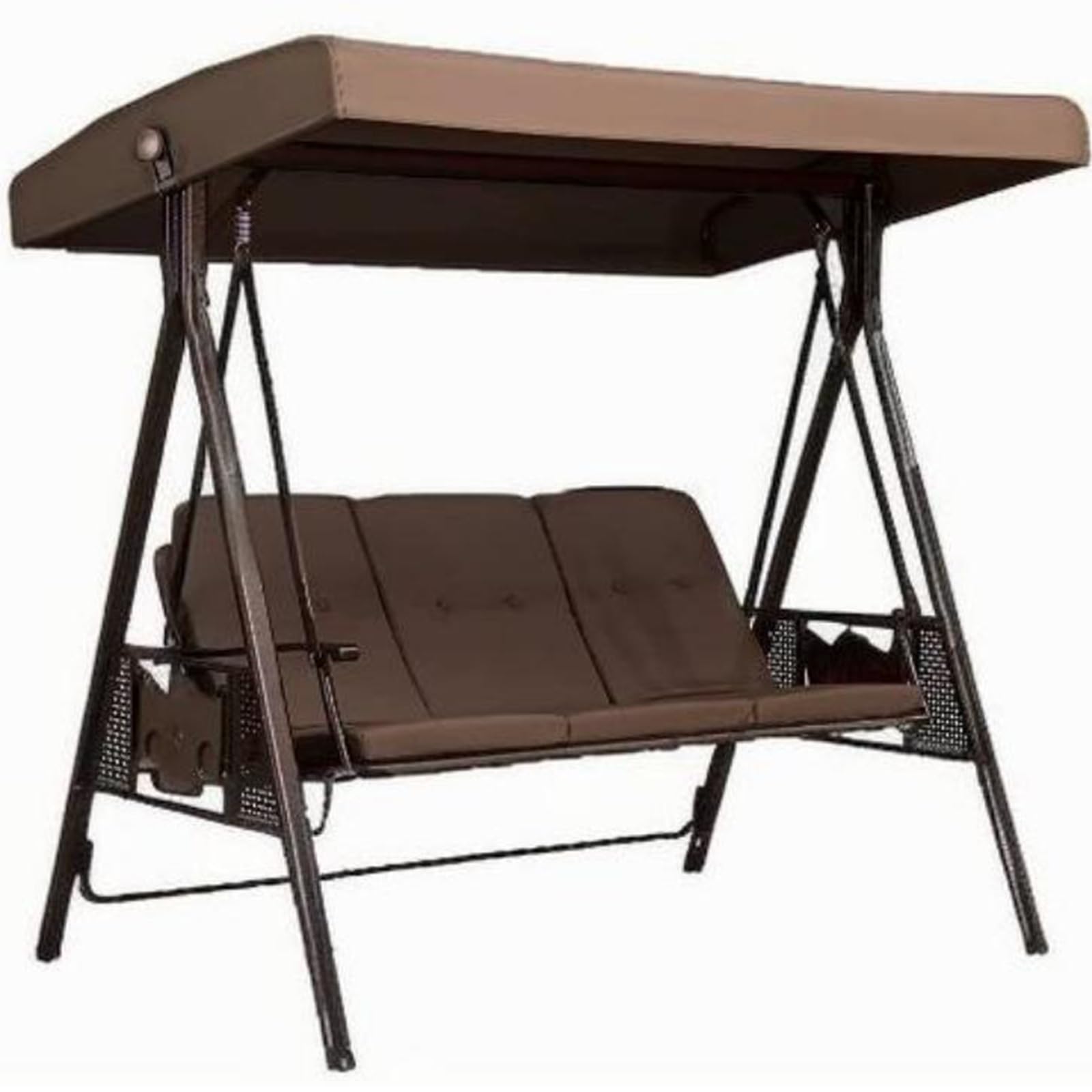 Toldo Superior de Repuesto para Silla Oscilante, Impermeable Toldo Balancin Jardin 3 Plazas, Recambio Fundas Columpio Extraíble y Toldo(Coffe,Canopy)