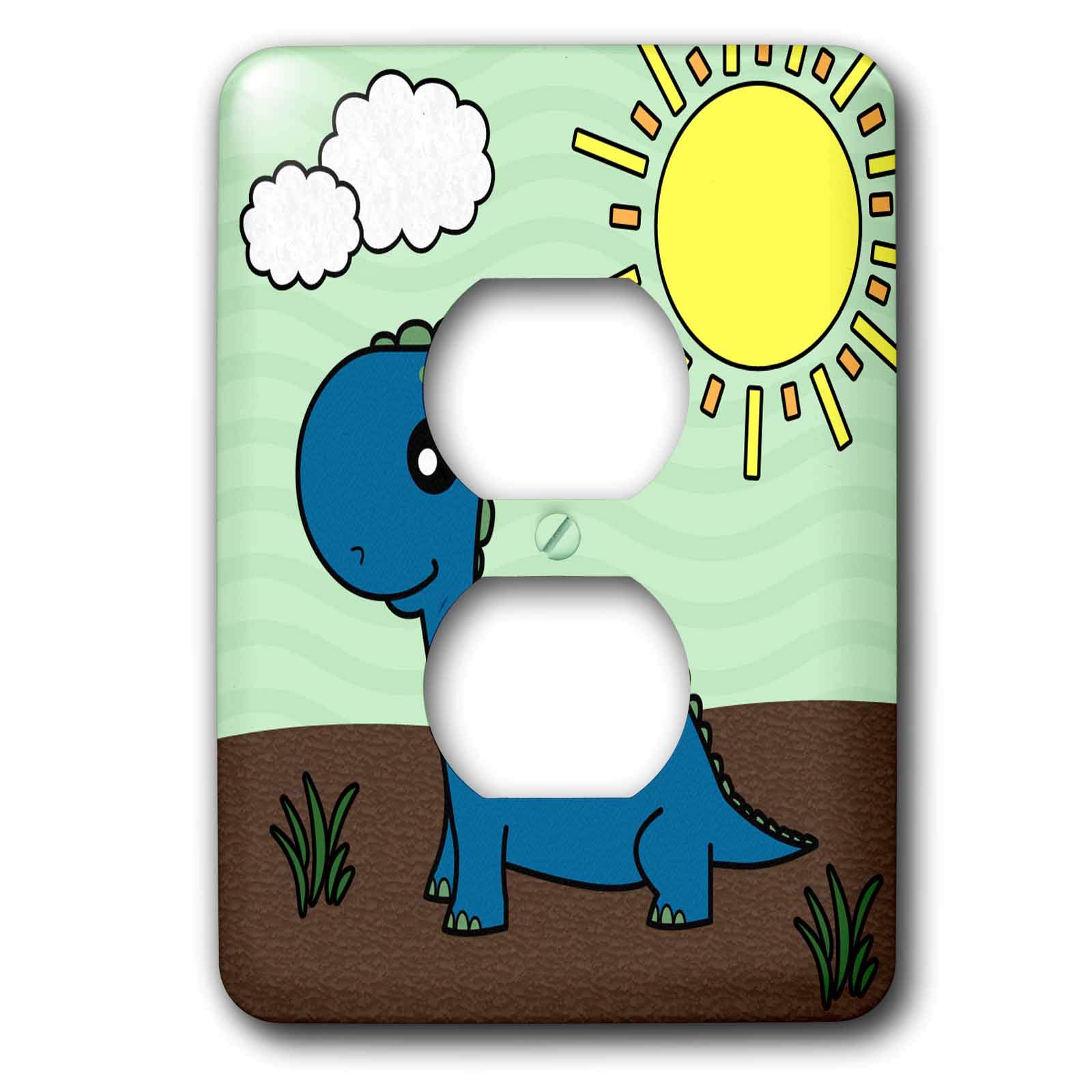 Couverture de prise motif dinosaure bleu plaque de protection murale pour électricité