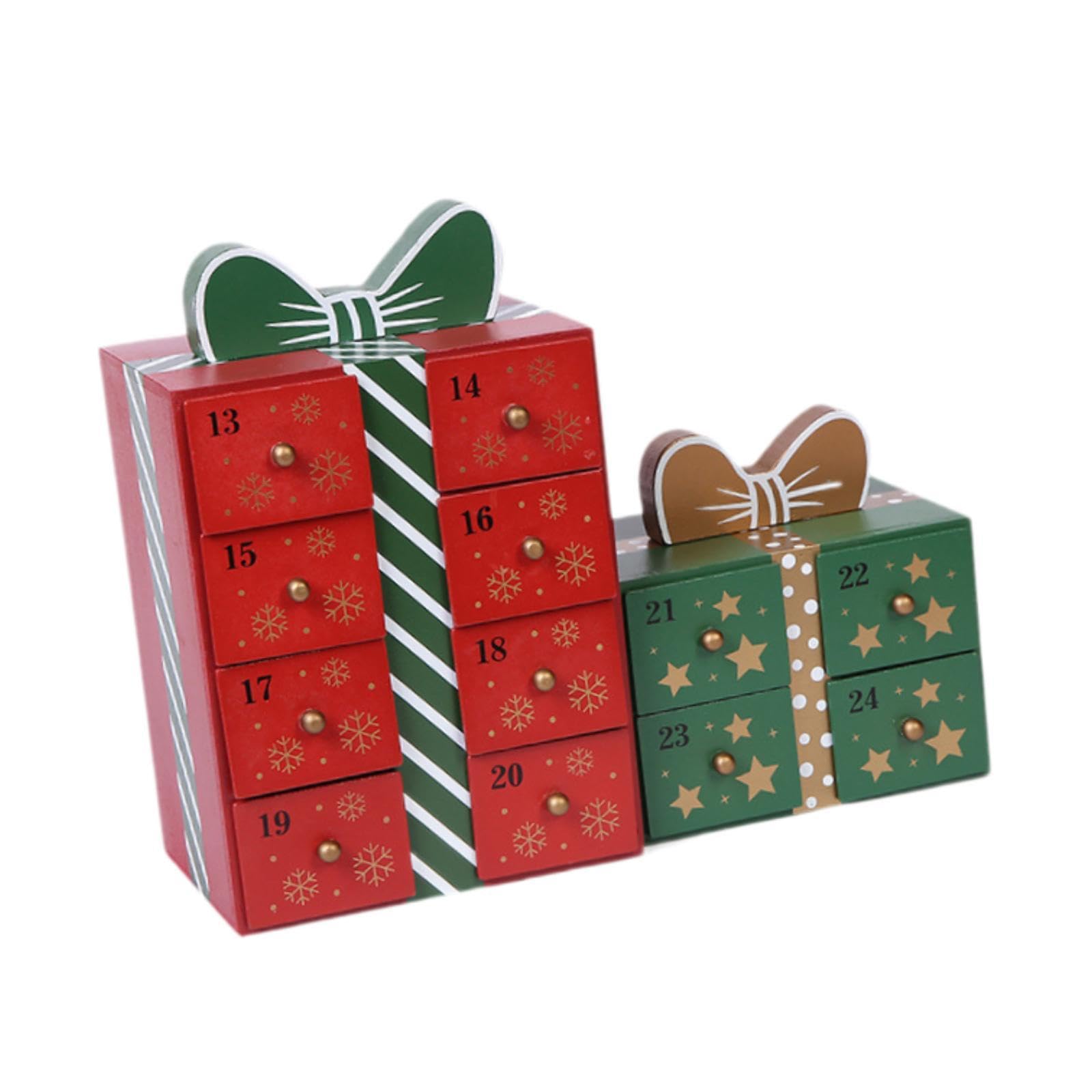 Calendario de Adviento de Madera Navideño para Rellenar, Regalo Reutilizable, Decoración del Hogar de Granja, Calendario de Adviento de Madera con 24