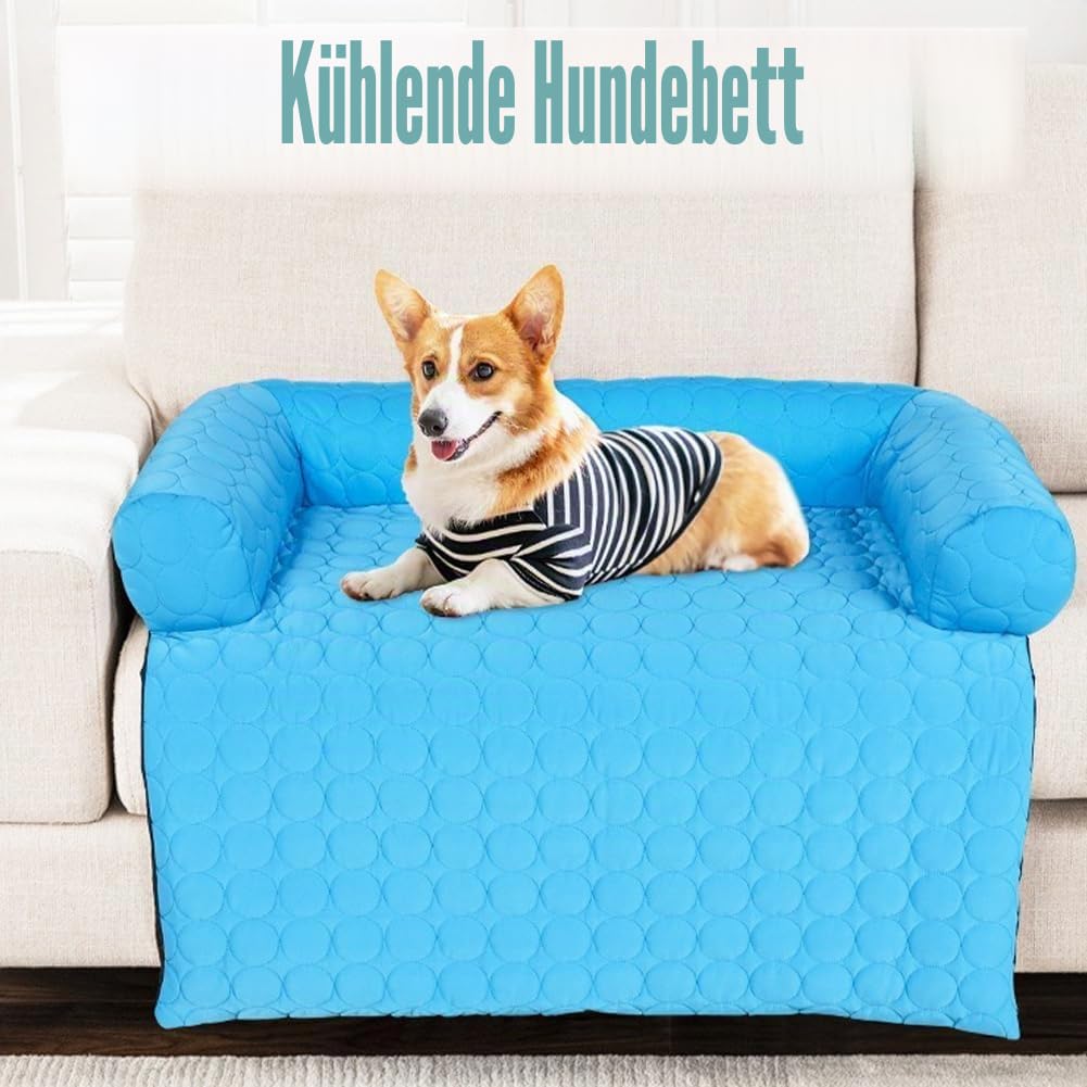 Pelzbarn Kühlmatte für Hunde, Hitzelindernde Kühlende Hundebett, Haustier Selbst-Kühl-Pad, Sommer Komfortmatte mit Ice-Seiden-Stoff, für kleine bis große Rassen (Grau, L(90 * 90cm - 35,5 * 35,5 Zoll))