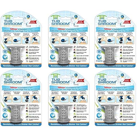 TubShroom TSGRA454 the Revolutionary Tub Drain Protector Hair Catcher/Strainer/Snare, Gray, 6 Pack Cover