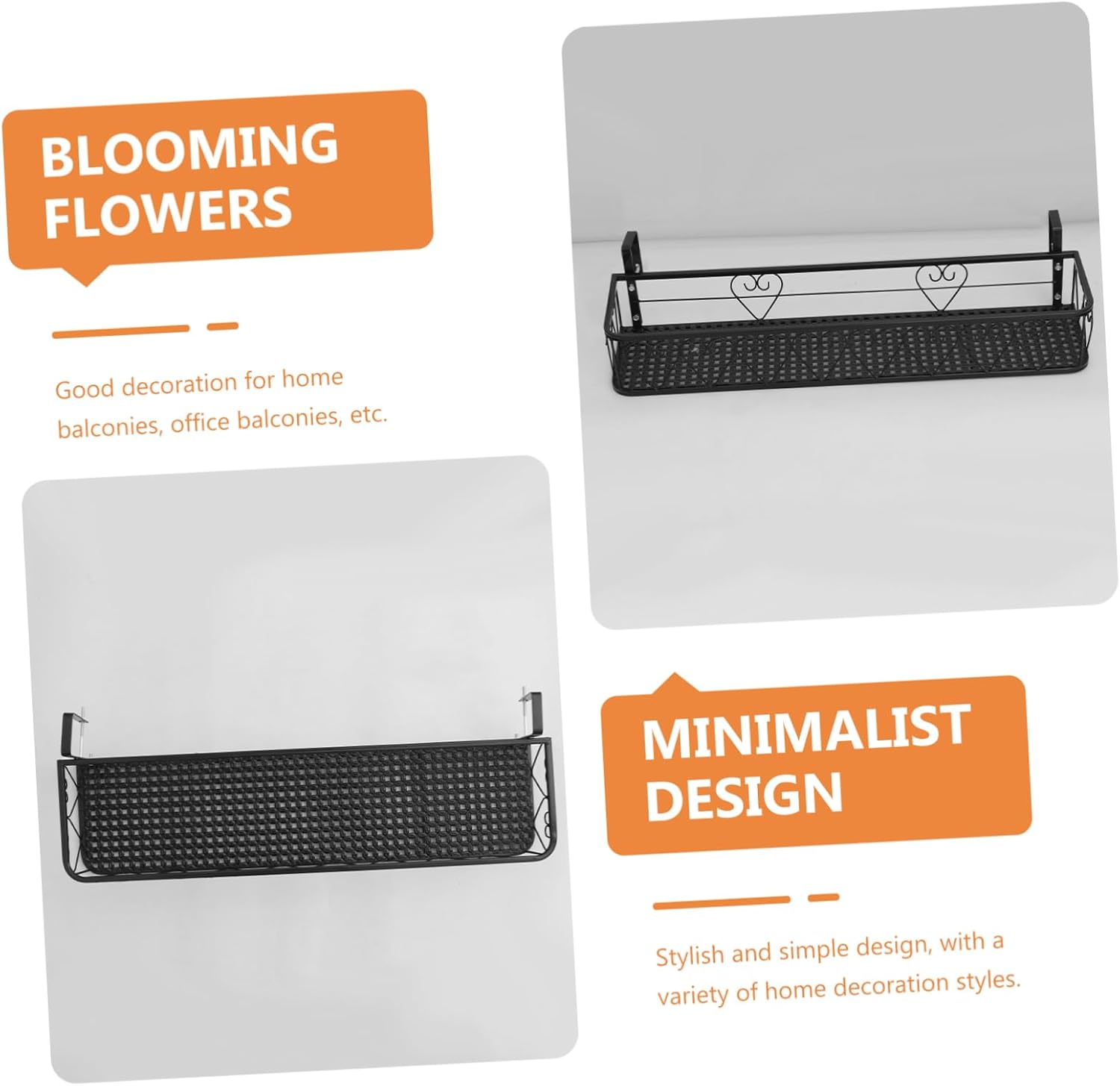 Outdoor Balcony Flowerpot Rack Iron Flower Holder Guardrail Flower Pot Stand Gardening Plant Rack Present