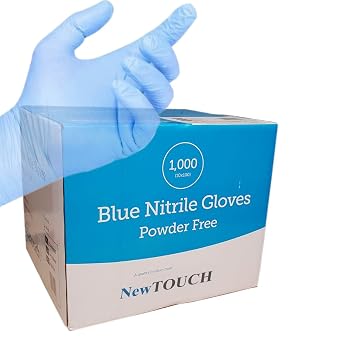 NewTOUCH Disposable Powder Free Vinyl Gloves Blue Nitrile Black Nitrile White Latex, Black Latex Gloves x 1000 Blue Nitrile, Medium