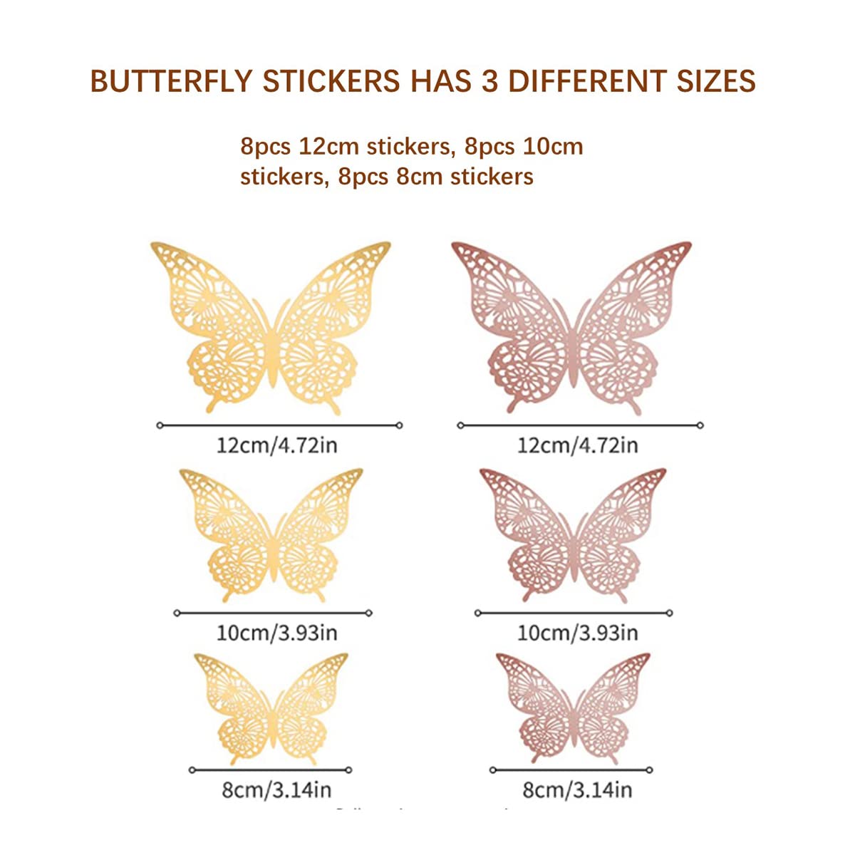 Wekity 24 Stuks 4,7 Inch Halloween Butterfly Wall Decor Kunstmatige Monarch Vlinder Decoratie Nep Vlinders Voor Ambachten 3d Magneet Voor Voor Craft H