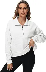 Moletom feminino de meio zíper com capuz e bolso