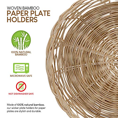 Stock Your Home 10Inch Bamboo Paper Plate Holder (4 Count) Heavy
