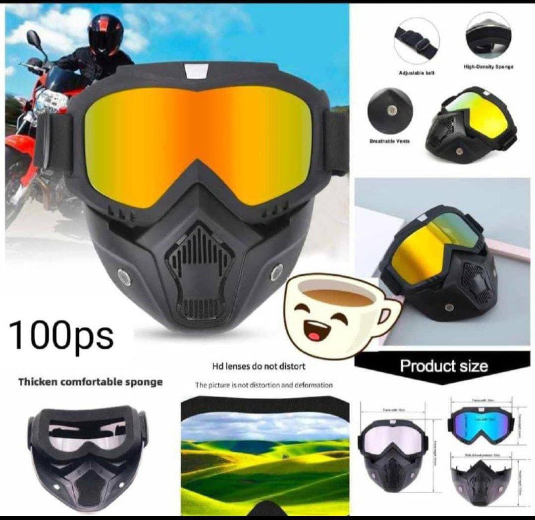 CARTEEO®Motorcycle Goggle Mask with Anti-Scratch, UV Protective Rainbow Visor, Detachable Adjustable Elastic Strap 2