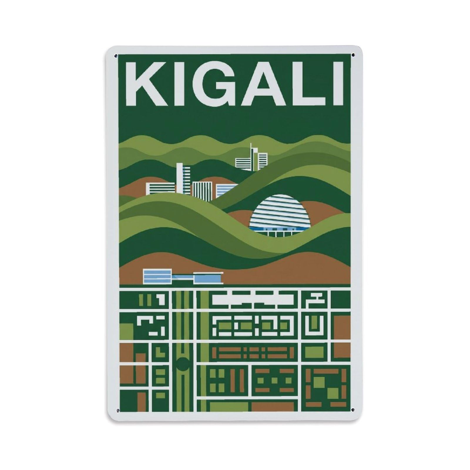 Metal Tin Sign Travel Retro Rwanda Kigali