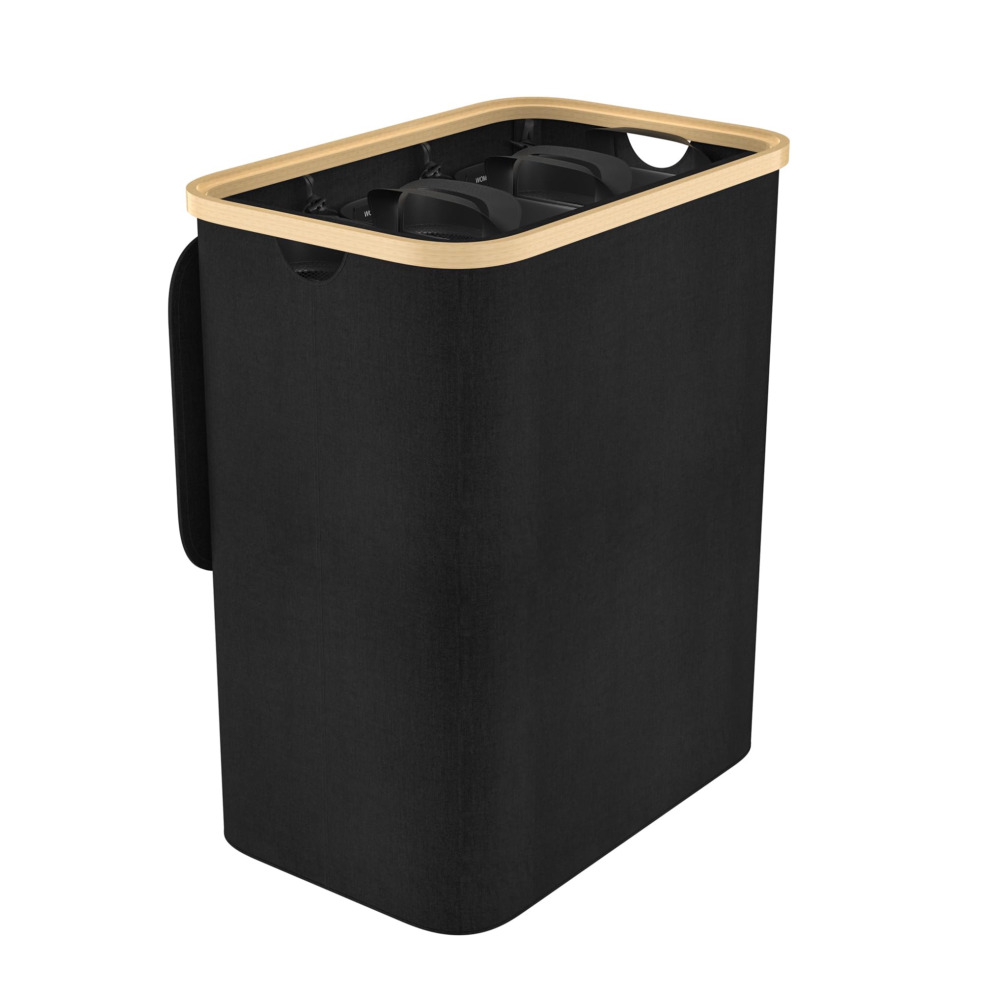 LARS360 Cesto de Ropa con 3 Compartimentos y Tapa, Contenedor Plegable de 140L para Clasificación de Ropa, Caja de Almacenaje (Color Negro)