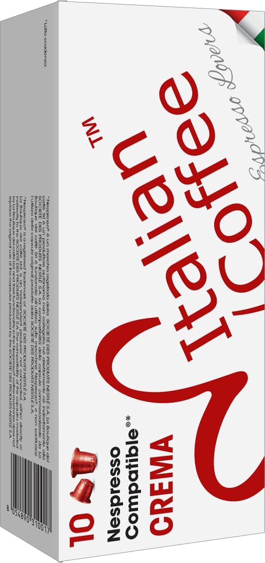 Italian Coffee for Espresso Lovers capsules compatible with Nespresso Original machines (100 Crema regular pods, 100 Count (Pack of 1))