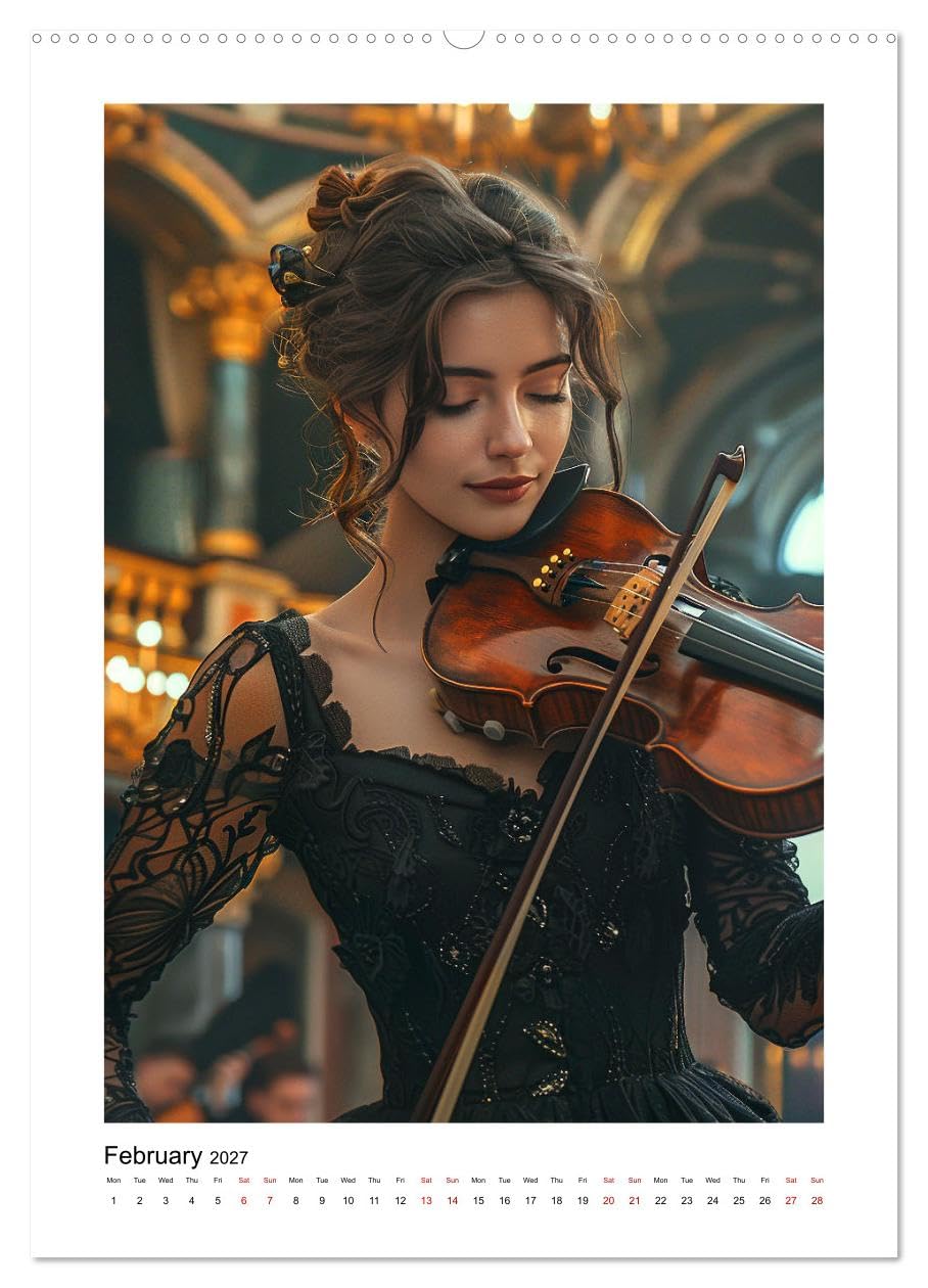 Violin Enjoyment (High Quality Premium Wall Calendar 2027 DIN A2 portrait),CALVENDO 12 Month Wall Calendar: A royal instrument interpreted artistically