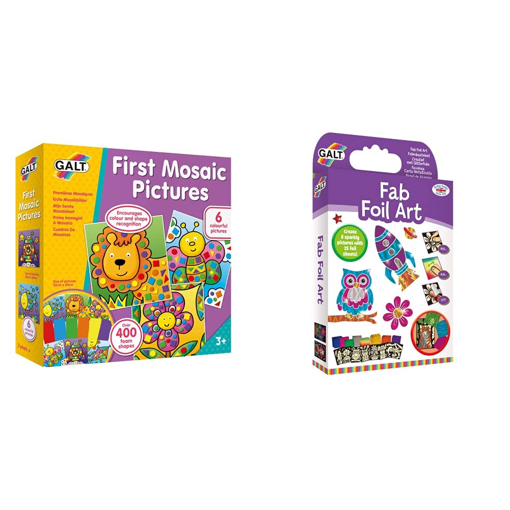 GaltToys, First Mosaic Pictures, Childrens Creative Activity Sets, Ages 3 Years Plus & Toys, Fab Foil Art, Craft Kit for Kids, Ages 6 Years Plus