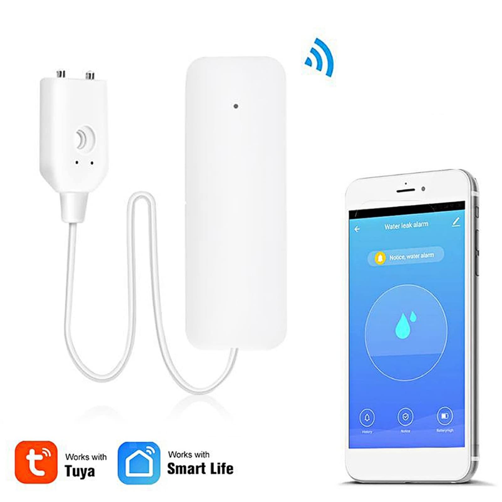 Sonew Alarma Inteligentede Fuga de Agua WiFi, Detector de Desbordamiento de Agua y de Inundaciones en el Hogar, Mensaje de Alarma en Tiempo, Real Push a Través de la Aplicación, de Seguridad