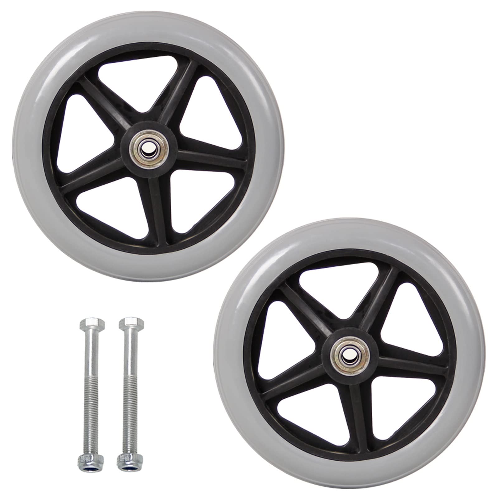 LekLai Rueda de Repuesto para Silla de Ruedas, Rueda Delantera de 2 Piezas, Repuesto de Rueda, Goma Sólida, con Andadores Y Andadores/Grey/6Inch(15 Cm)