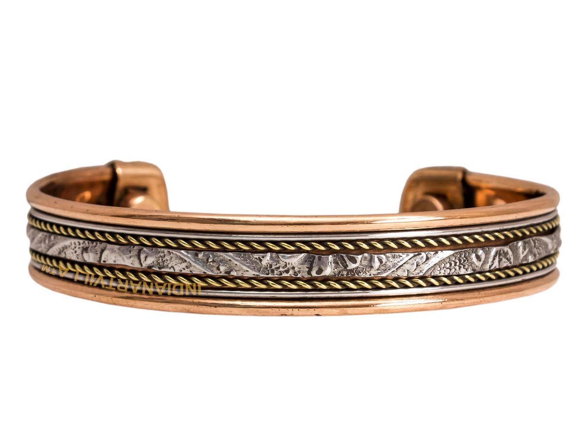 INDIAN ART VILLA IndianArtVilla Adjustable Copper Bangle Cuff Kada Bracelet with Magnet, Unisex, Health Benefits, 2 Cm Each, Set of 4 (B08HSB6WP2) Amazon Price History, Amazon Price Tracker