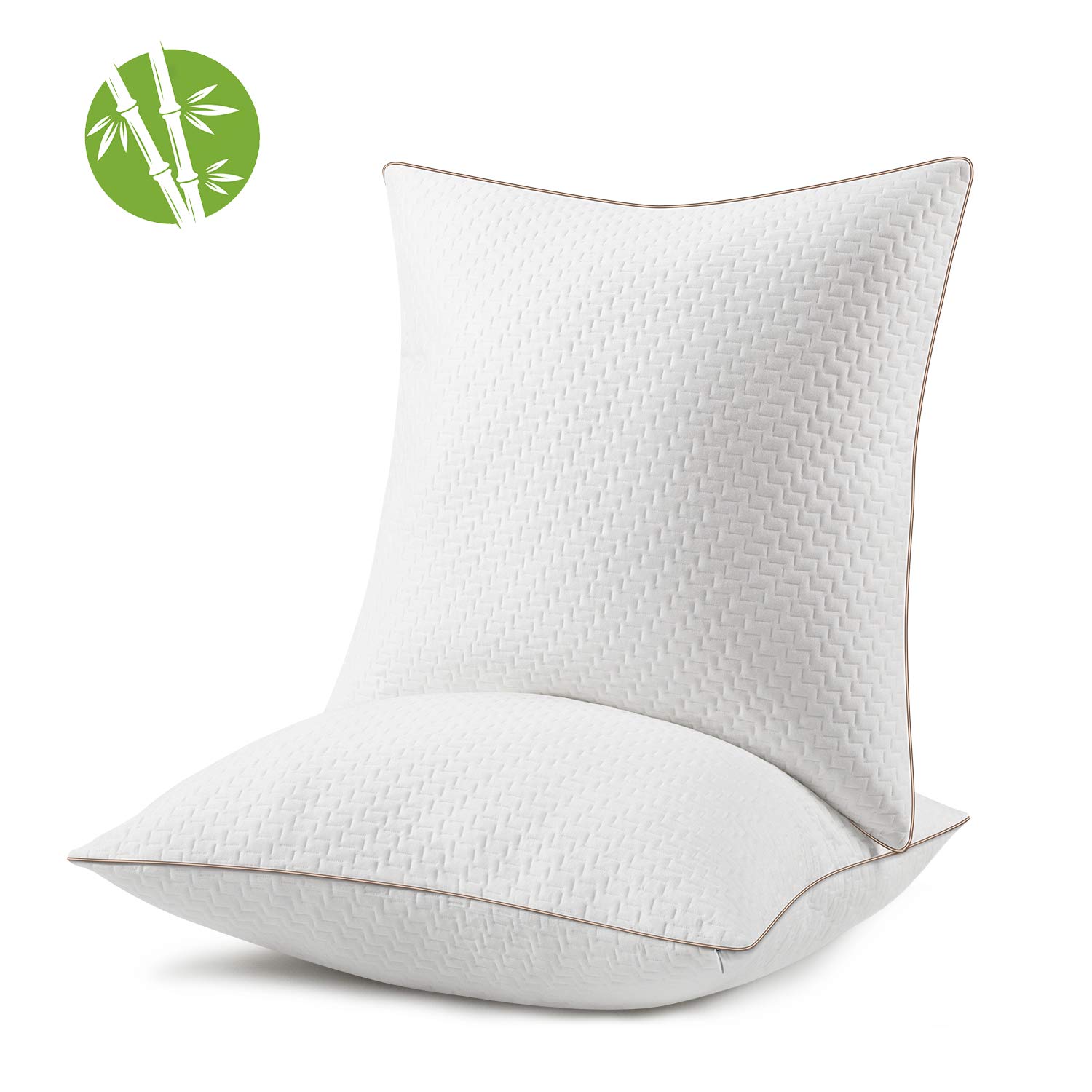 BedStory Oreiller 65x65CM - Lot de 2 - avec Fibres de Bambou - Qualité Luxe | Qualité Hôtelière - avec Housse Amovibles - Anti acariens - Ergonomique Cervical-Hypoallergénique - Doux et Respirant