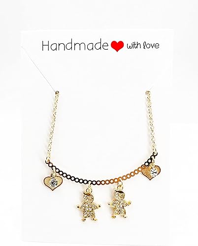 Miniatura 8 de SIFRIMANIA Personalized Children's Charm Choker Necklace, Boys or Girls Customizable Pendants, Growing Family Jewelry for Women