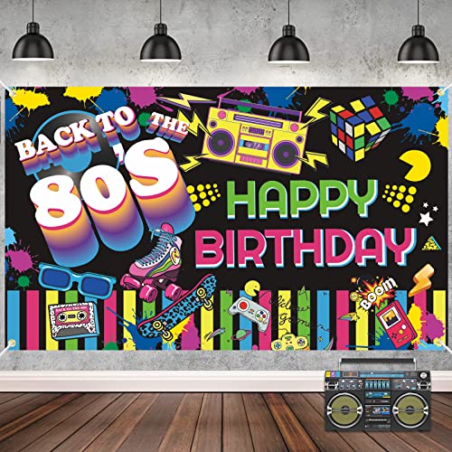 VICSOM Décorations de Fête des Années 80, Retour aux Années 80 Bannière, Decoration Annee 80s Disco Decorations Signe Toile de Fond de 80s Hip Hop Décoration Fond Fête d'anniversaire des Années 80 Cover