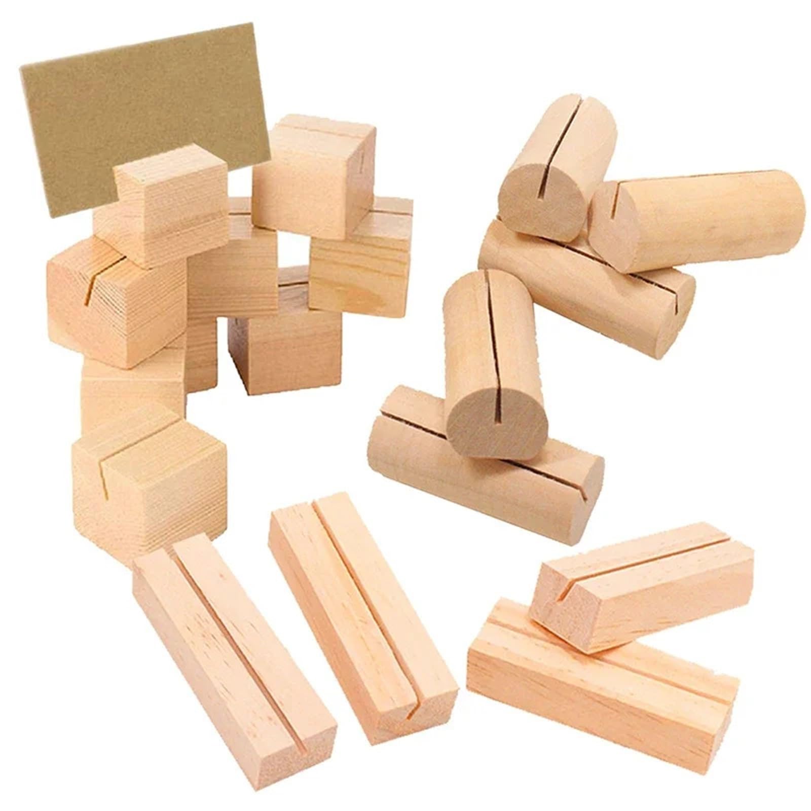 10 Stück rustikale Hochzeits-Tischkartenhalter aus Holz, Foto-Postkarten-Clip-Ständer, Verlobung, Geburtstag, Party, Tischnummer, Namensschild Für Party(Square)