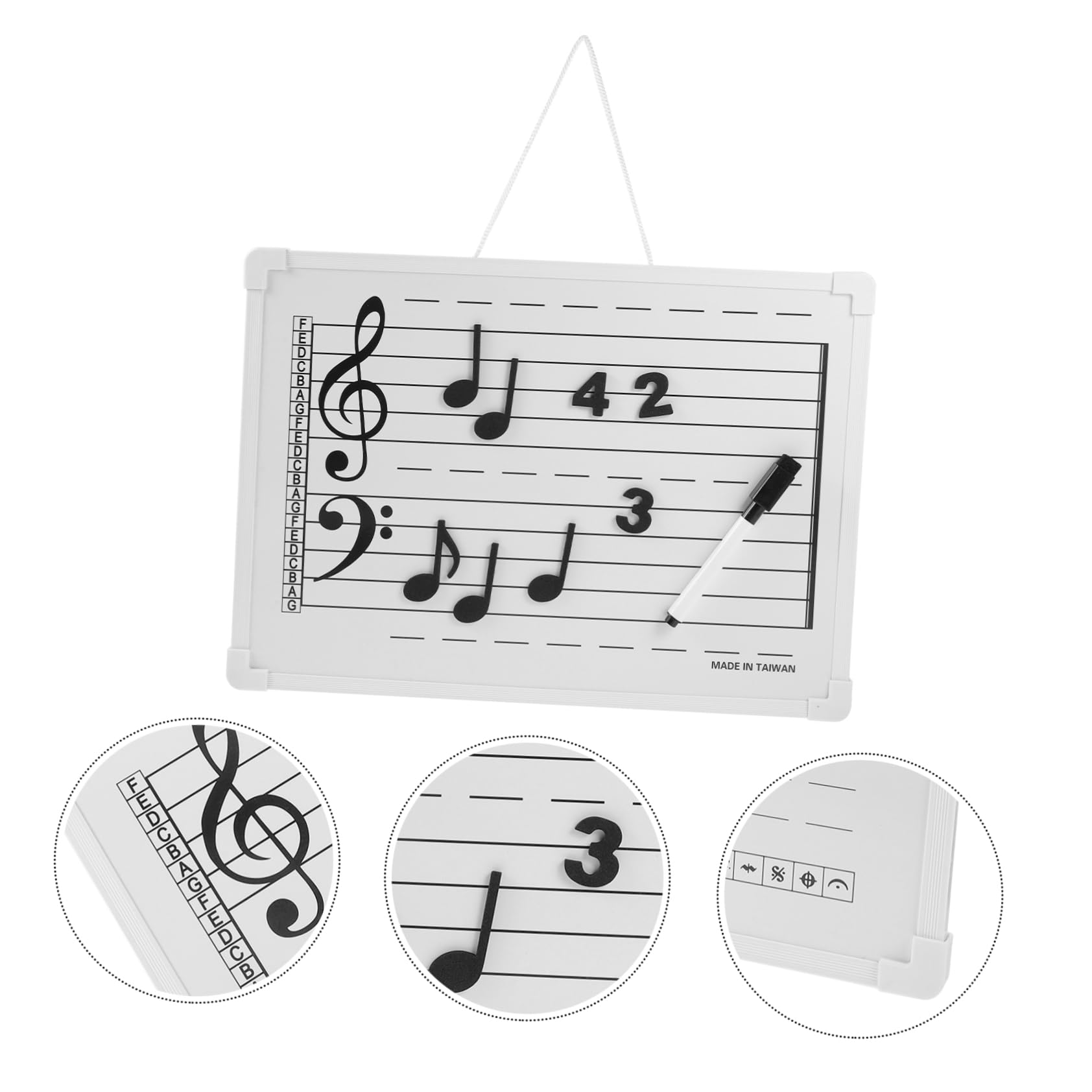 Tableau Effaçable à Sec pour Personnel Musical, Matériel Pédagogique Léger en Plastique, avec Autocollants de Notes, Usage École et Maison