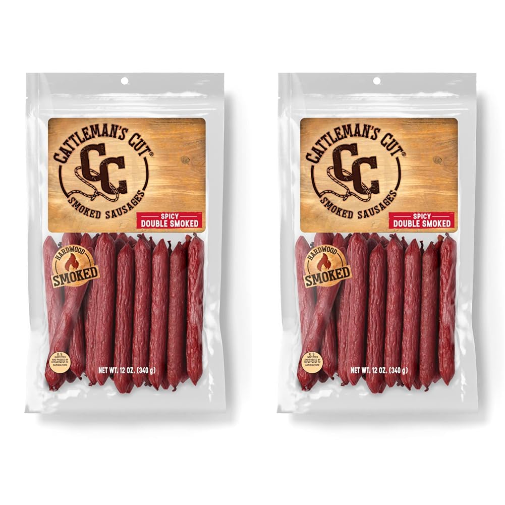 CATTLEMAN'S CUTSpicy Double Smoked Sausages, 12 Ounce (Pack of 2)