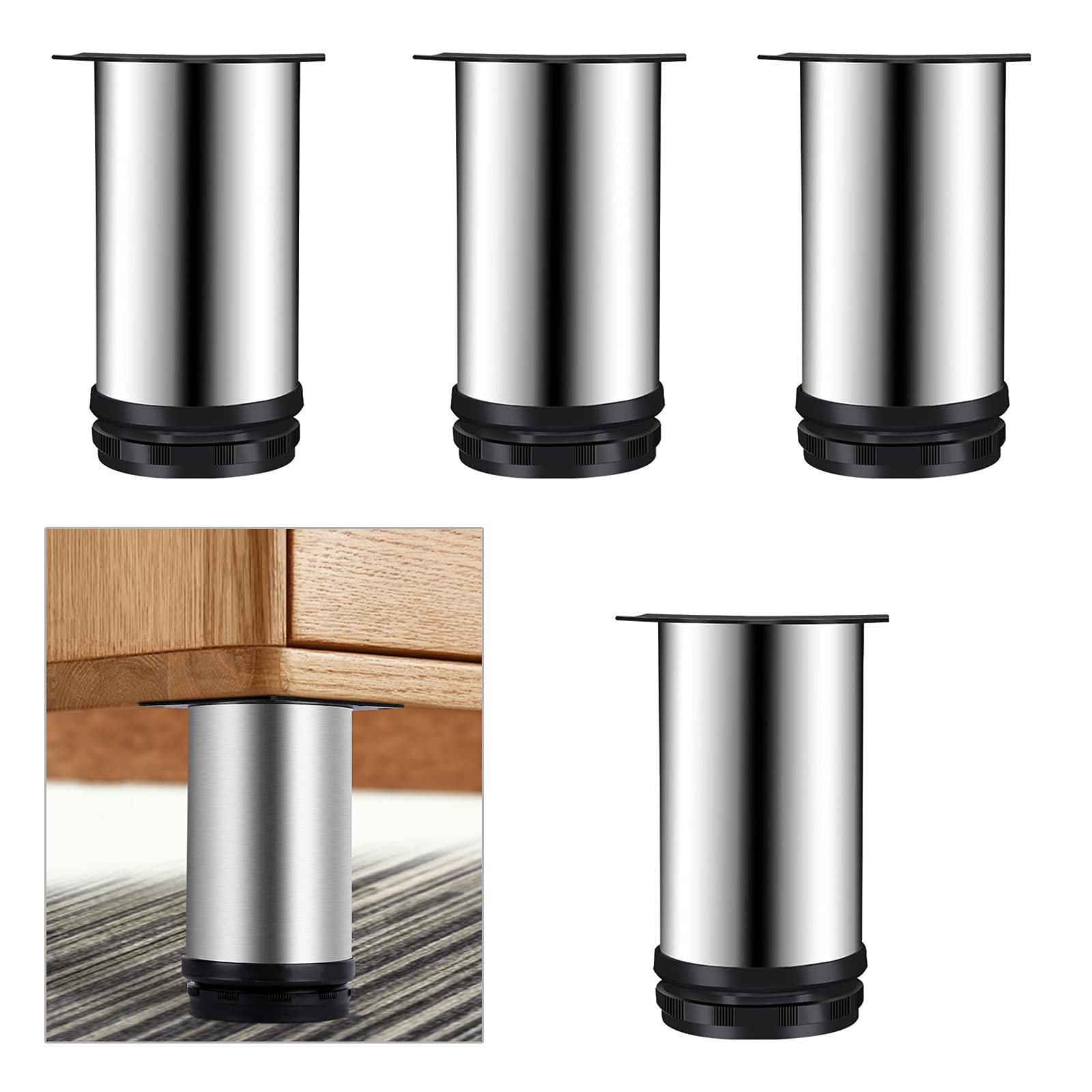 Patas para armarios ajustables en altura, pies de acero inoxidable para mesa y cama