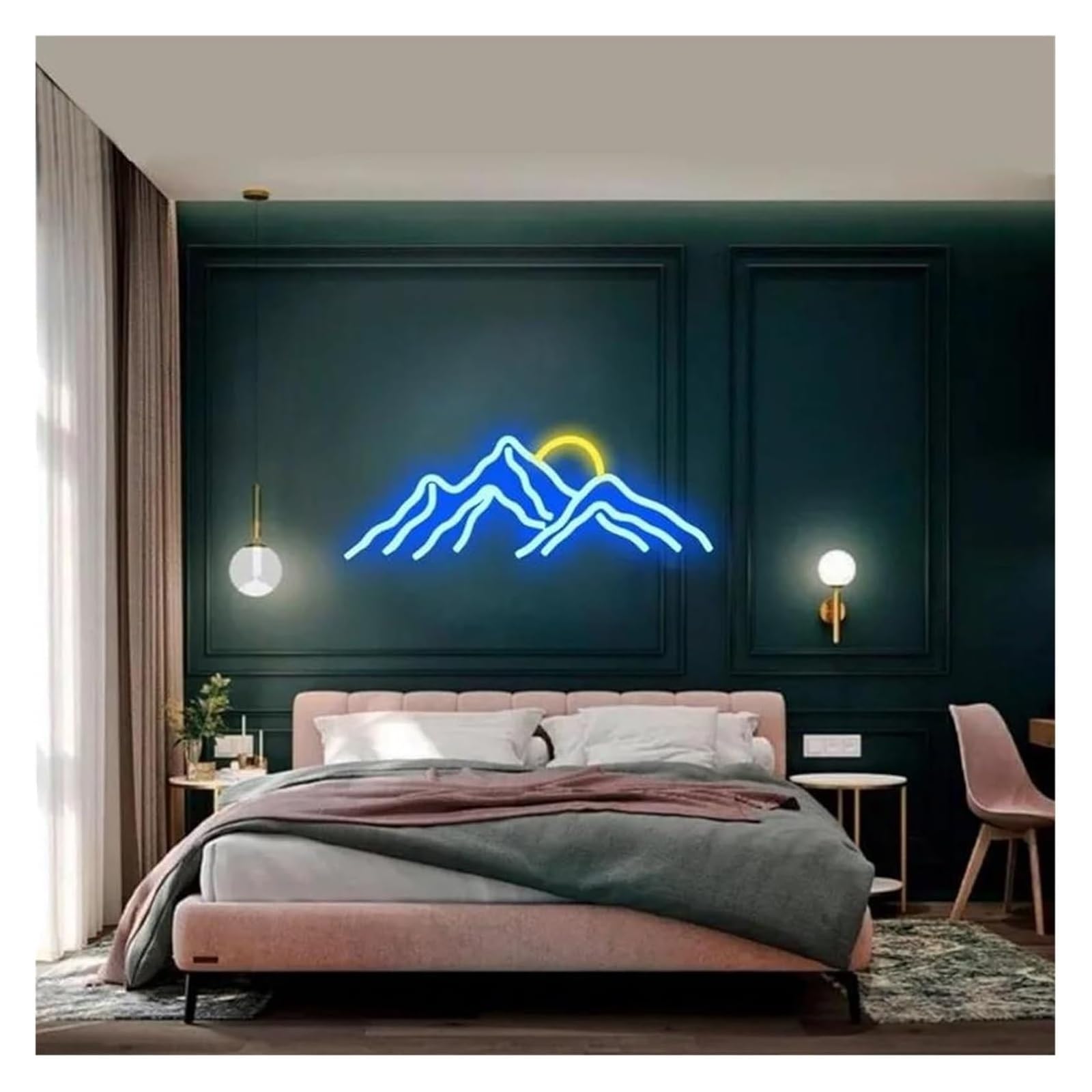 Segno di luce al neon Lampada da notte a LED al neon con scritta "Mountain Neon" per camera letto casa feste matrimoni festival 42cm×15cm