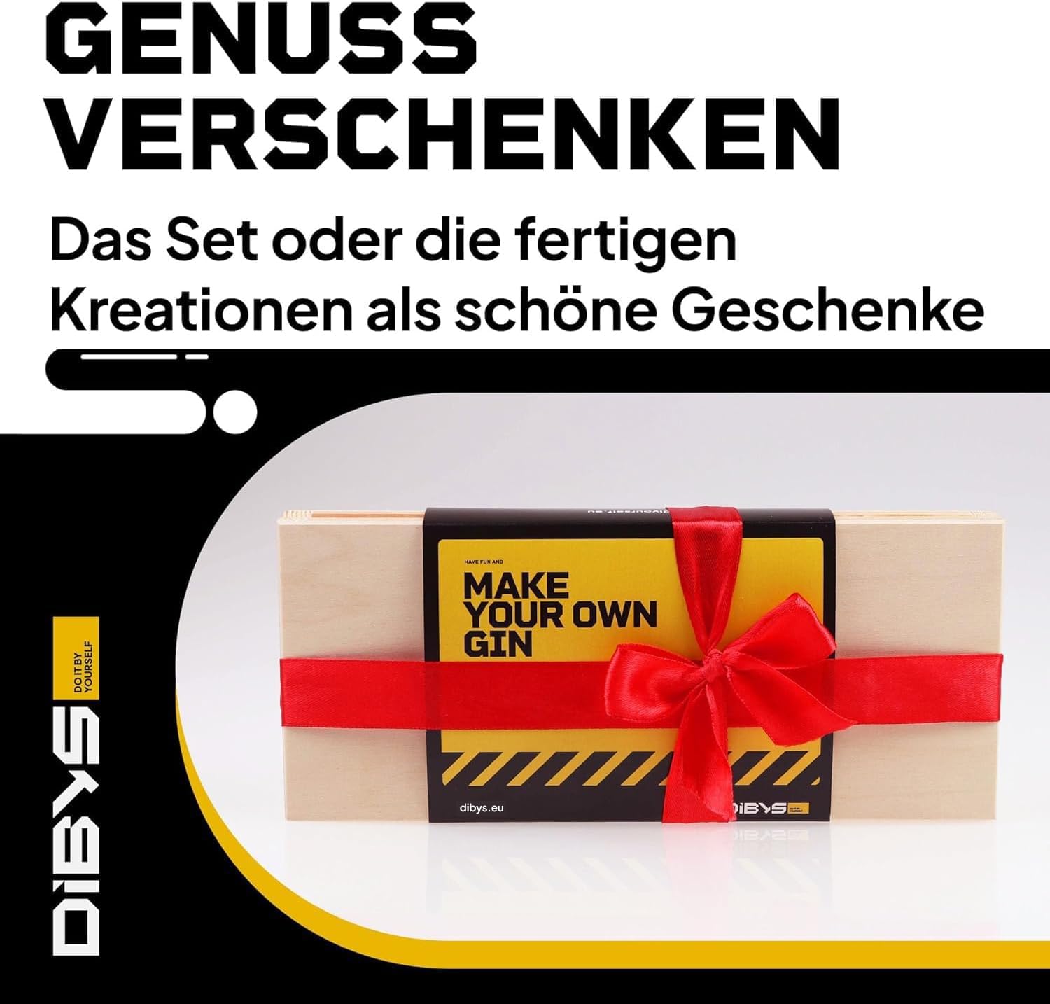 DIBYS Gin-Gewürze-Set Mini | 12 Botanicals für Gin Tonic & Cocktail - Mit 4 Rezept-Karten, Gewürzlexikon & edler Holz-Kiste - Geschenk-Set für Männer & Frauen - Ginzubehör Selber Machen