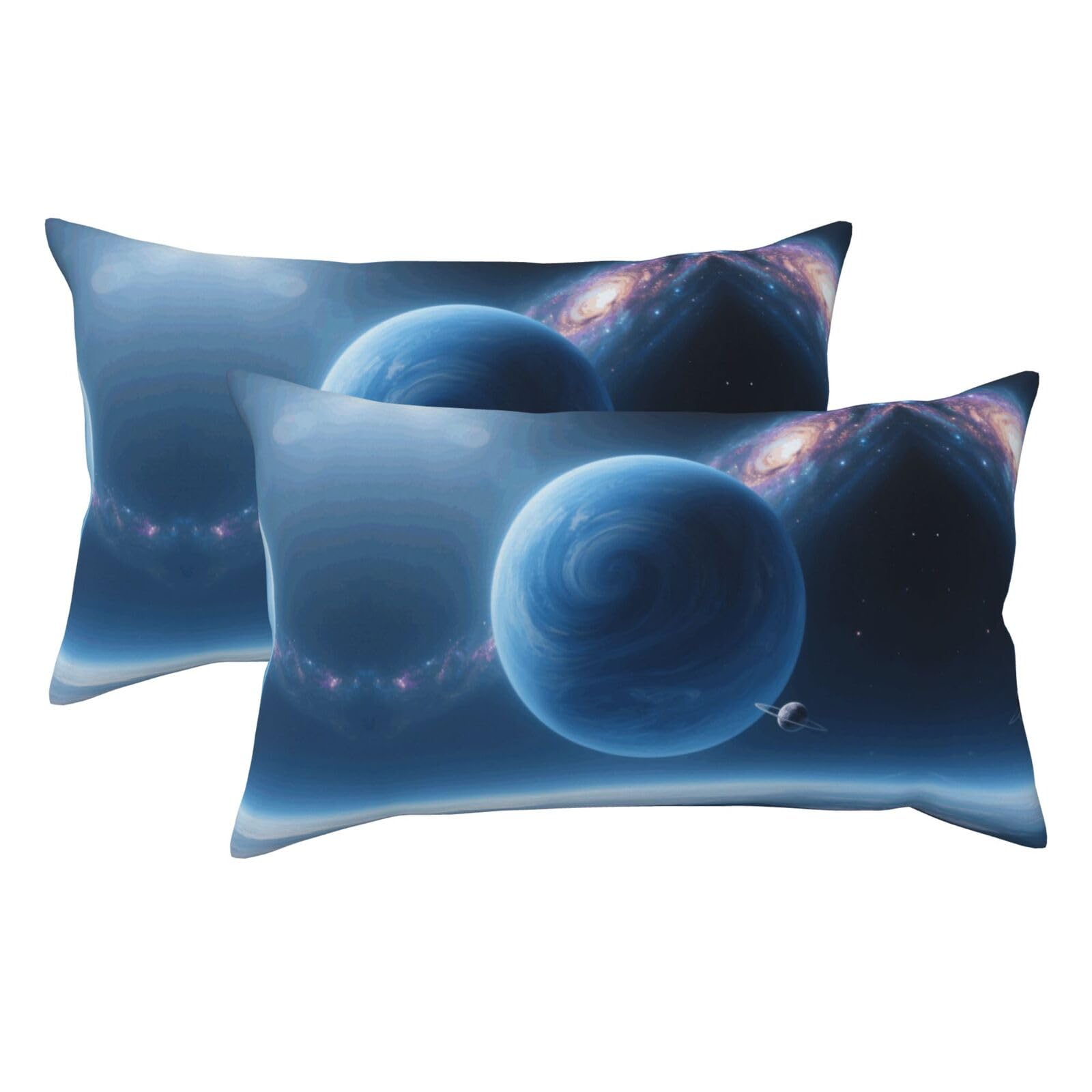 Space Luxury King Pillowcases Set of 2, Plush Velvet Feel Pillow Covers with Hidden Zipper, Skin & Hair Friendly, 20x36 Inches Pillow Cases for Sleeping Gift