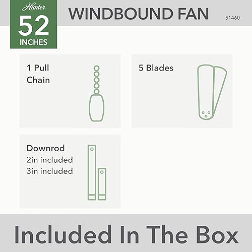 Miniatura 7 de Hunter Fan Company 51460 - Ventilador de techo Windbound 52, blanco mate