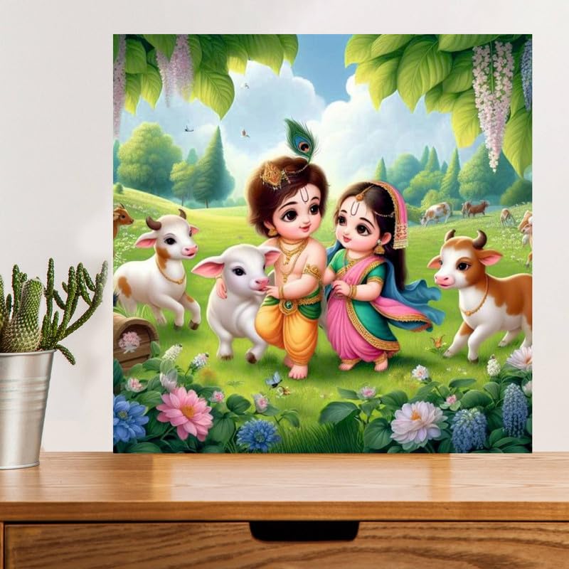 Image of British Terminal Cute little Bal Gopal Baby God Krishna| Kanha Ji | Laddu Lord Makhan Chor Painting Religious Poster for Pregnant Women for wall (matt thin vinyl,sticker,multicolor,unframed)| bj317