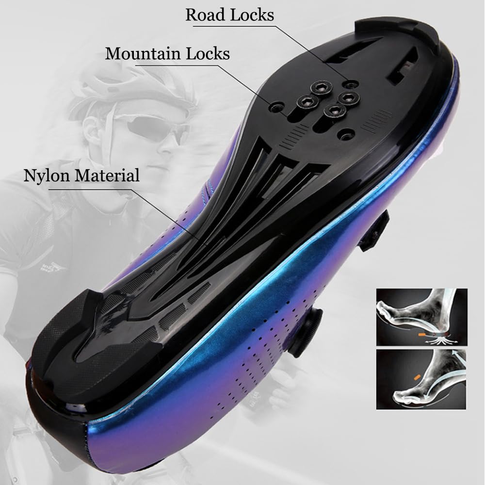 Fansu Zapatillas de Ciclismo para Hombre Mujer, Unisex MTB Zapatos Bicicleta de Carretera Cordones Giratorios Exterior Compatibles SPD & SPD-SL Zapatillas de Bicicleta con Look Lock Tabs 36-47 EU