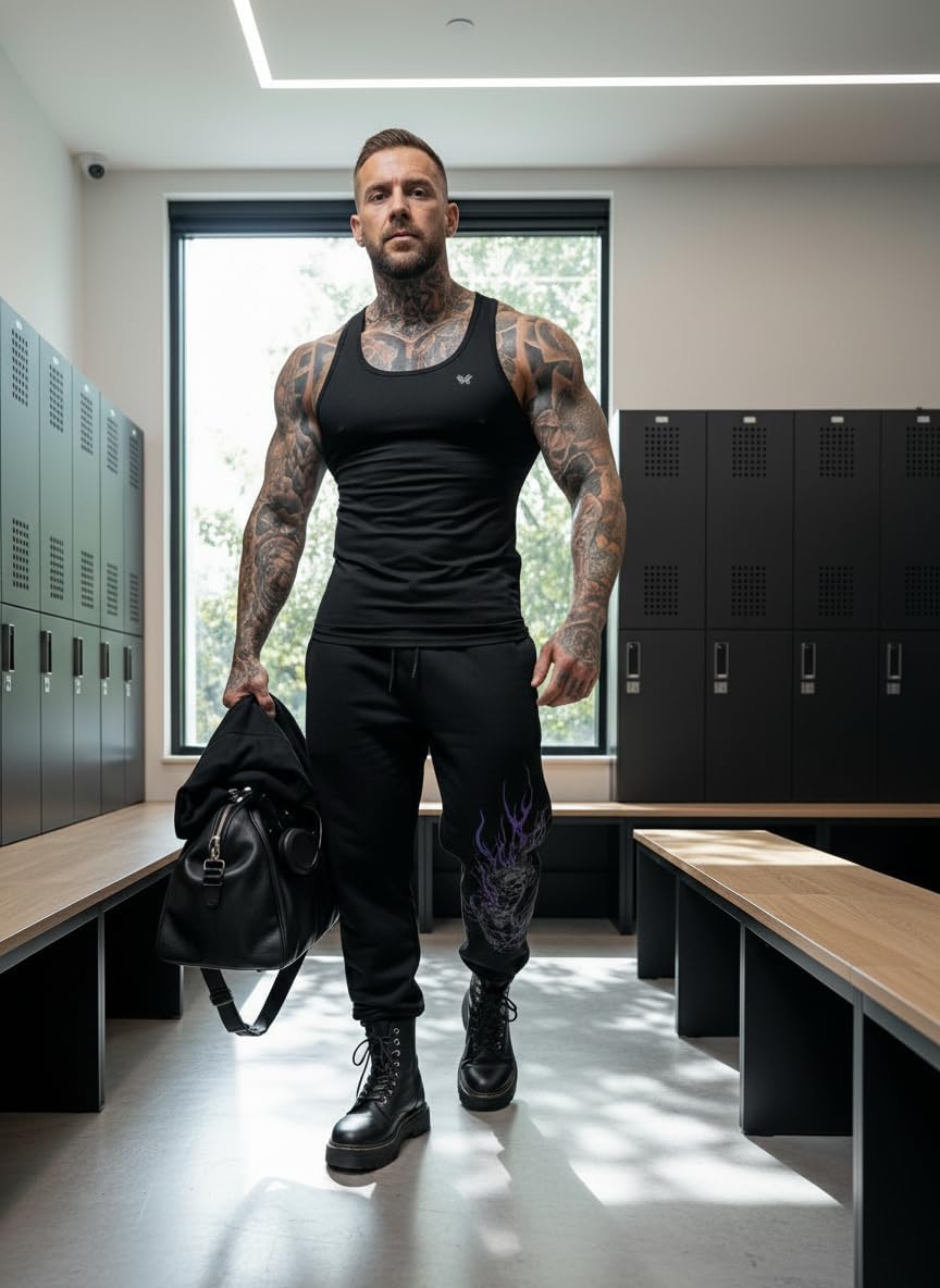 Men's Graphic Sweatpants Baggy Streetwear Joggers, Gothic Punk Hip Hop Lounge Pants with Pockets - Image 3