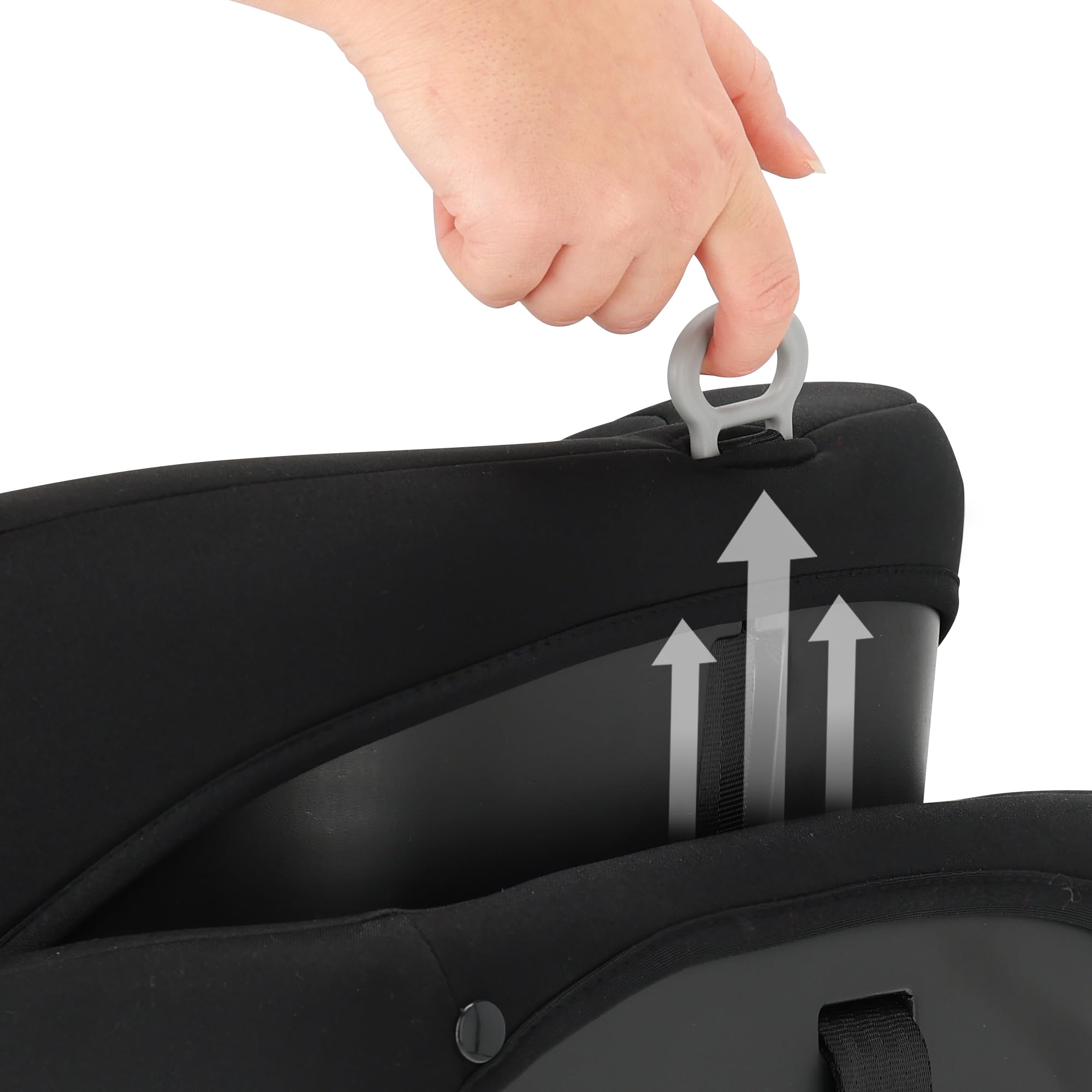 DERYAN Carter i-Size - Seggiolino auto per bambini, 9-36 kg, 76-150 cm, con Isofix, gruppo 1/2/3, schienale e poggiatesta regolabili, sistemi di sicurezza speciali, facile da trasportare, nero