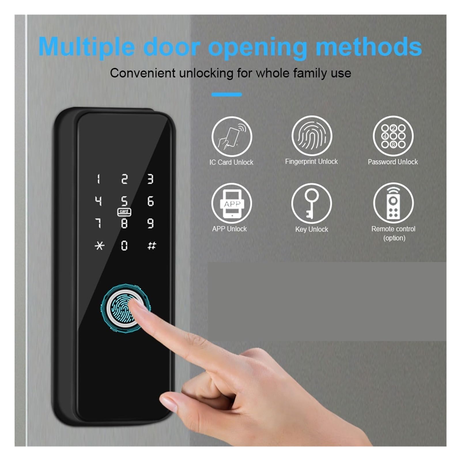 Cerradura inteligente biométrica con huella dactilar y Bluetooth, desbloqueo remoto por aplicación, cerradura electrónica for puerta,Seguridad mejorada