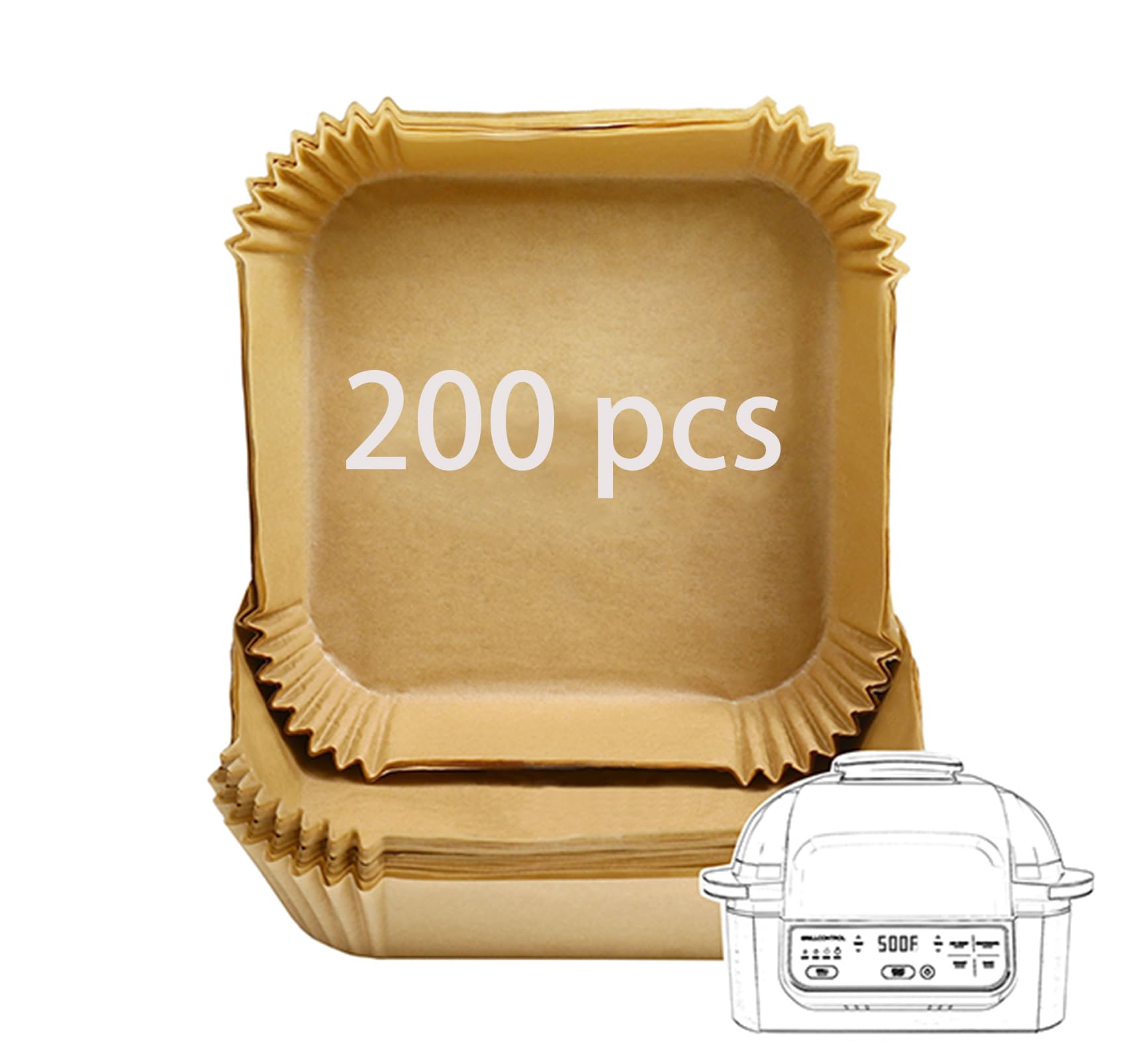 Air Fryer Disposable Paper Liner, 200Pcs Disposable Air Fryer Parchment Paper Air Fryer Liner for Ninja/COSORI/Gourmia/PowerXL/InstantPot/Fabuletta/Philips Air Fryer and Most 3 to 6 QT