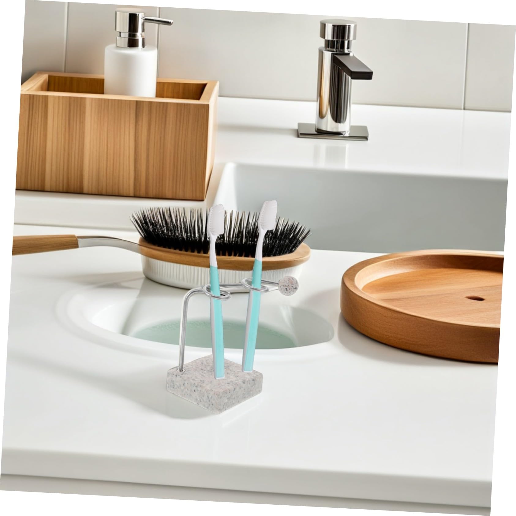 Anneome Portaspazzolino da Bagno in Acciaio Inossidabile Resistente all Organizer Compatto per Lavabo con Design Moderno e Finitura Lucida Supporto Igienico per Spazzolini da Denti
