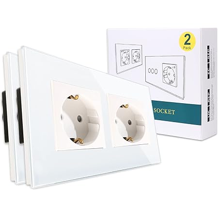 BSEED Schuko Steckdose 3er-Pack - Elegante Glas-Steckdosen Für Moderne Räume