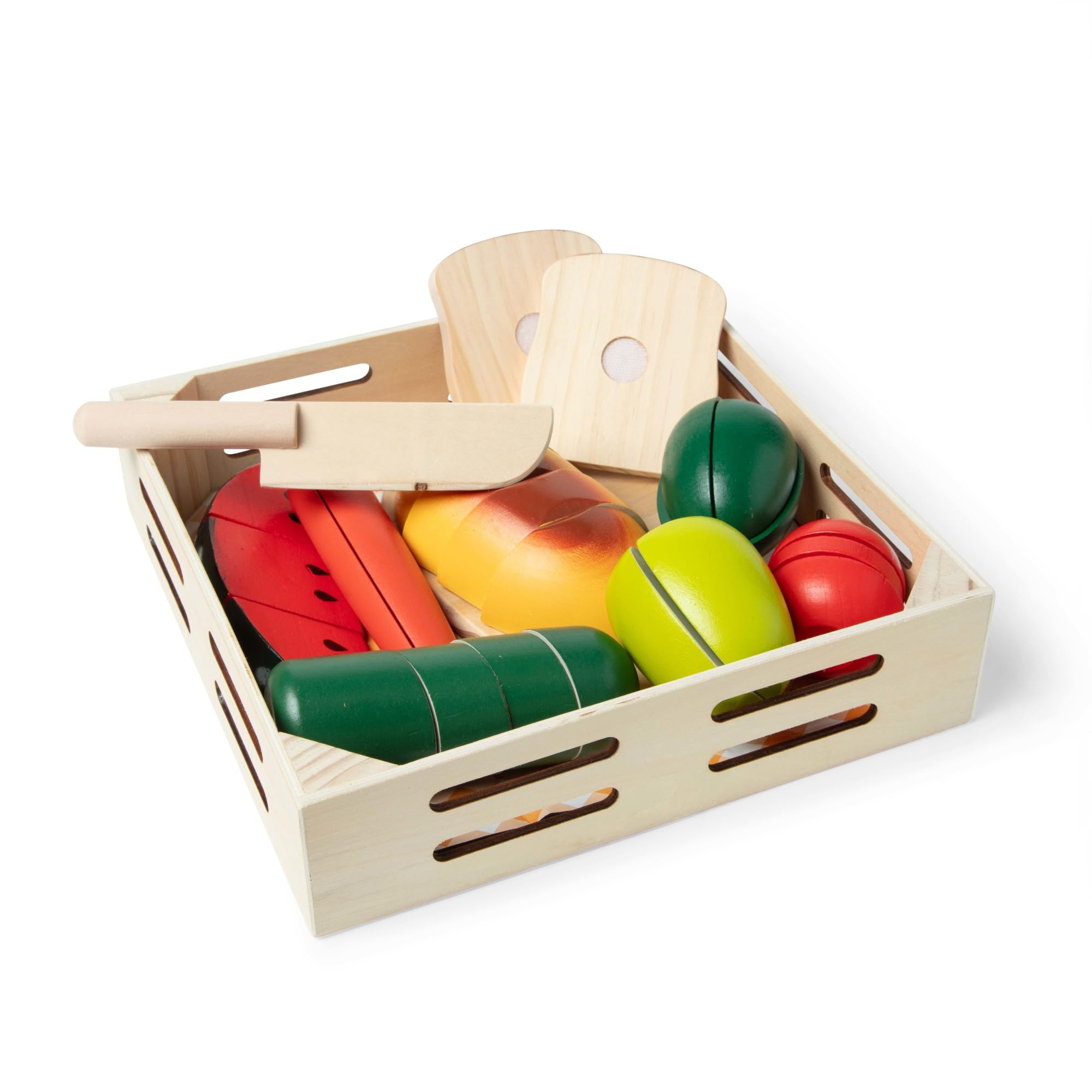 Melissa & Doug Cutting Food - Play Food Set With 25+ Hand-Painted Wooden Pieces, Knife, And Cutting Board