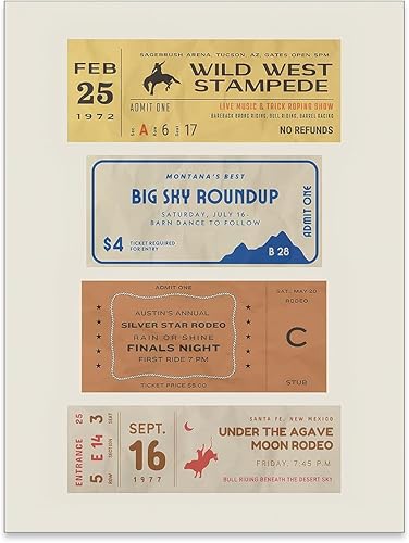 Miniatura 1 de Póster de pared de vaquero occidental vintage, póster retro de entradas de Rodeo de los años 70, impresiones occidentales del Medio Oeste de vaquero