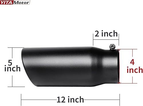 Miniatura 4 de YITAMOTOR Punta de escape diésel de 4 pulgadas, entrada de 4 pulgadas, salida de 5 pulgadas, 12 pulgadas de largo, punta de escape profesional de
