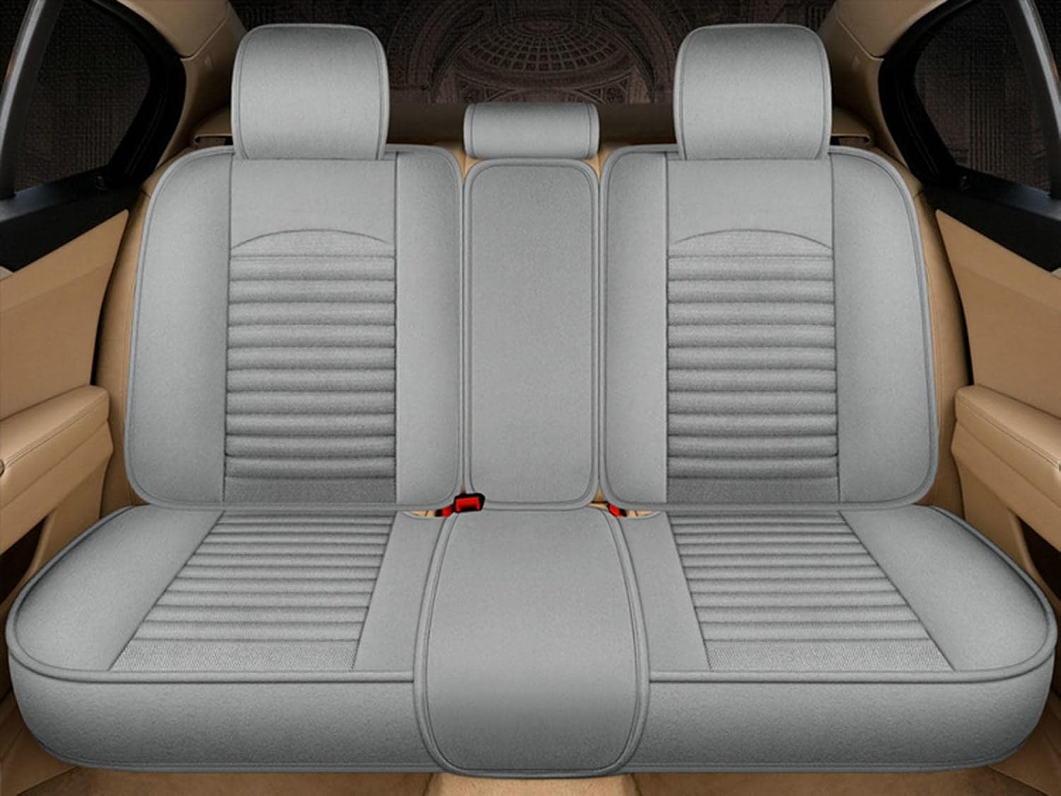 Car Seat Covers Seats, Linen Car seat Cover Universal Four Season seat Cushion high-end Breathable wear-Resistant Fiber,B image 2