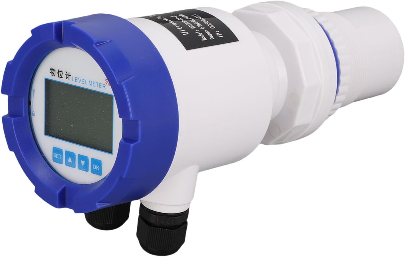 – Ultrasonic Water Level Sensor, Digital Liquid Depth Meter with LED Display 485 4‑20mA Analog Output, for Water Wastewater Processing Power Mining