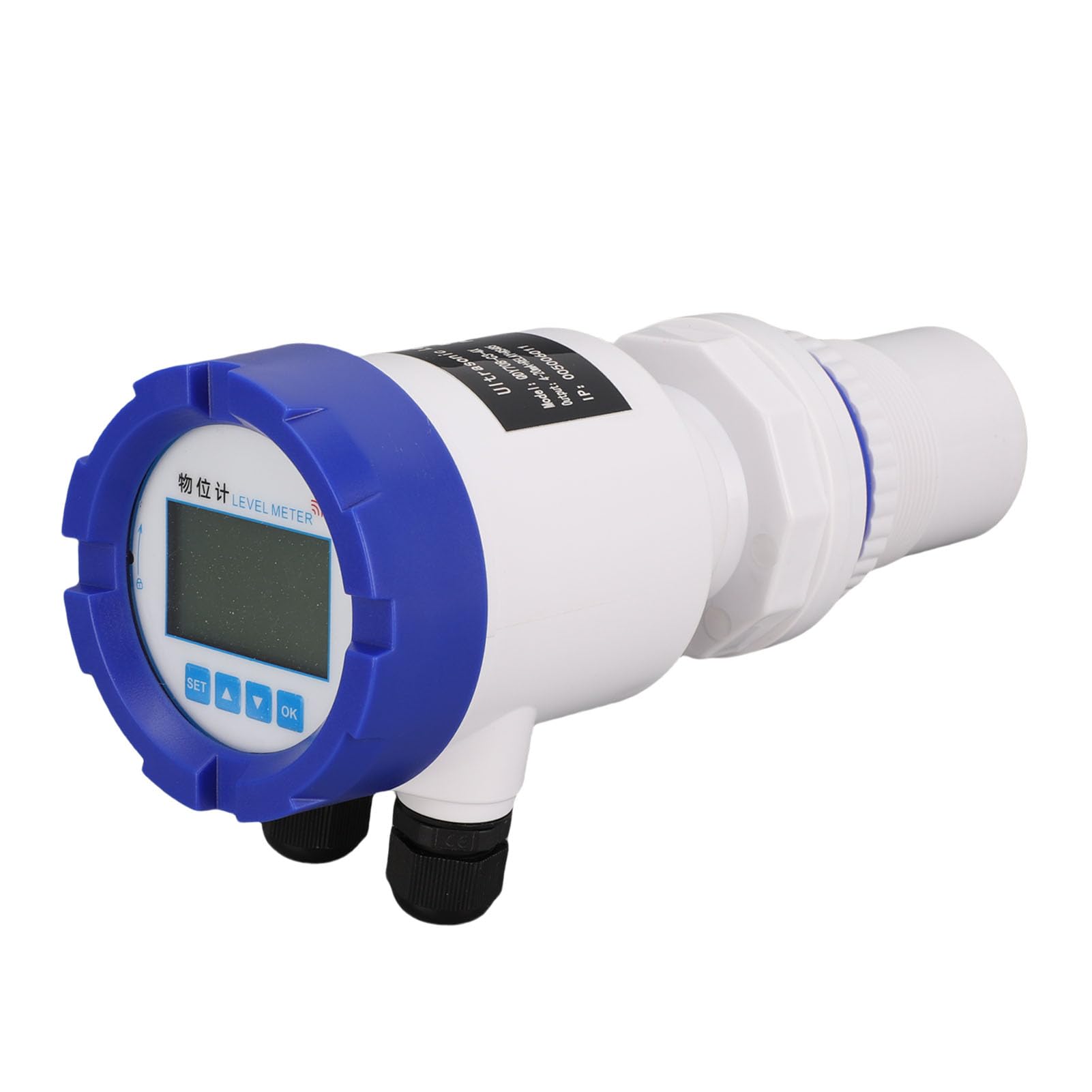 – Ultrasonic Water Level Sensor, Digital Liquid Depth Meter with LED Display 485 4‑20mA Analog Output, for Water Wastewater Processing Power Mining