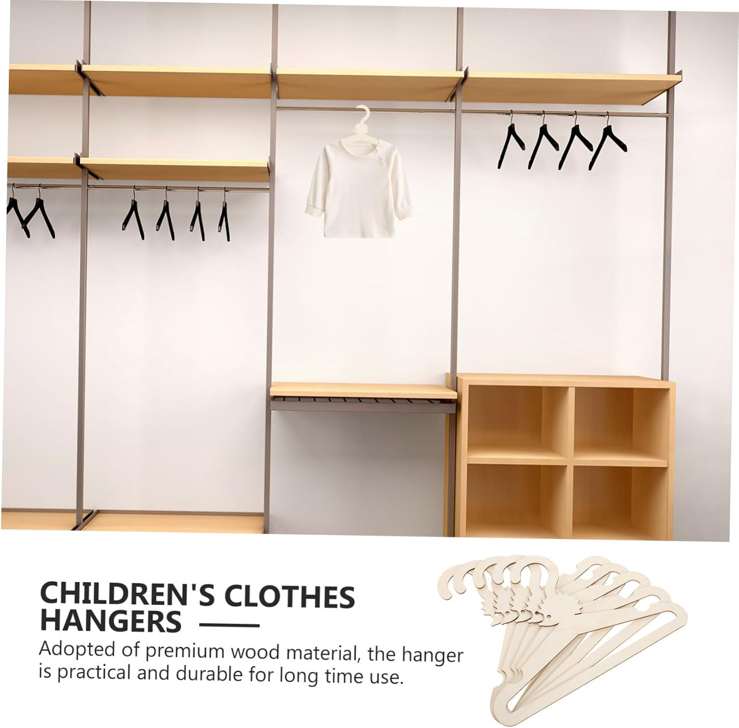 Children's Clothes Hanger Set 5pcs Beige Wood Animal DIY